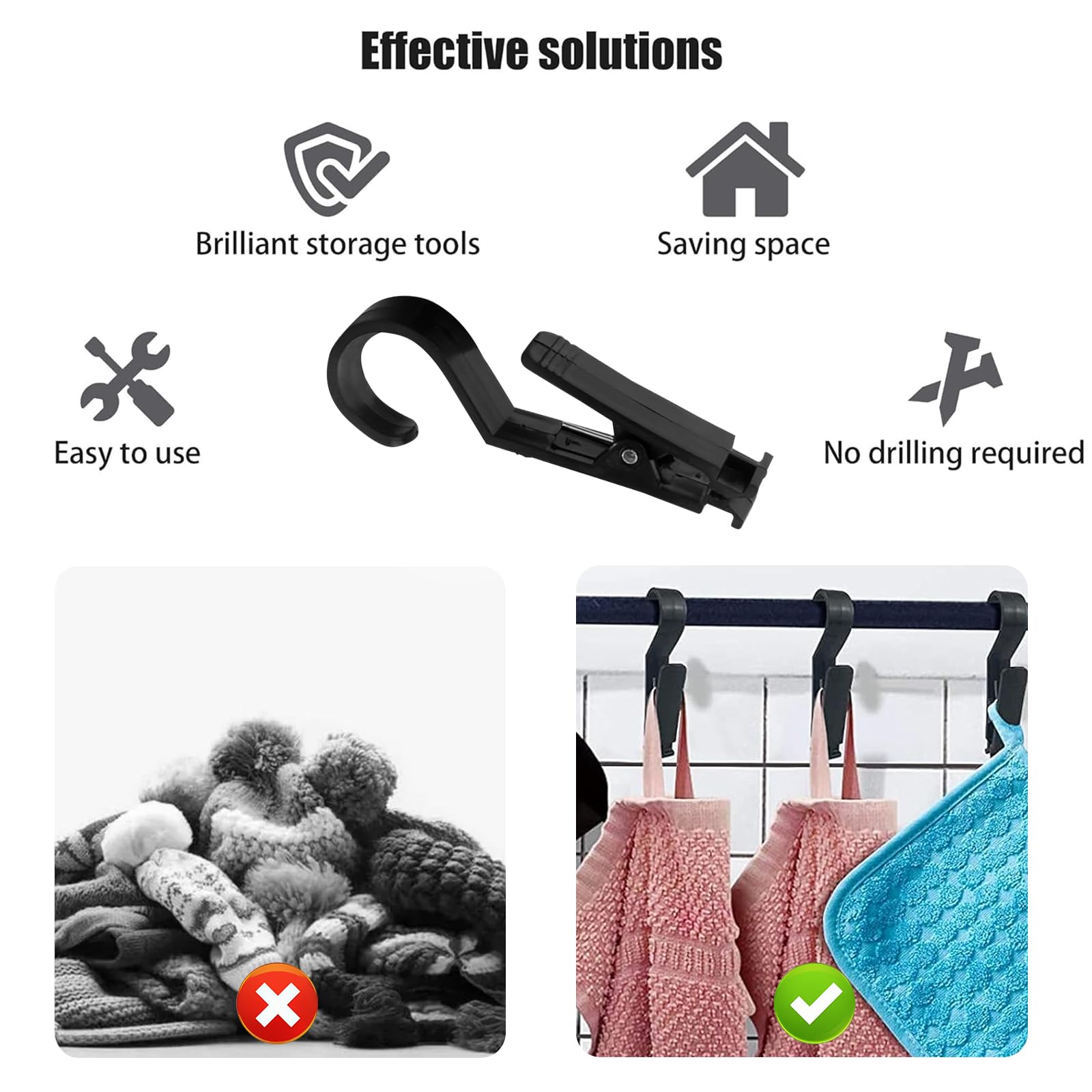 20 Ganci Per Lavanderia Con Clip Girevole 360° - In Plastica Antiscivolo Per Vestiti, Asciugamani E Tende - Foto 10