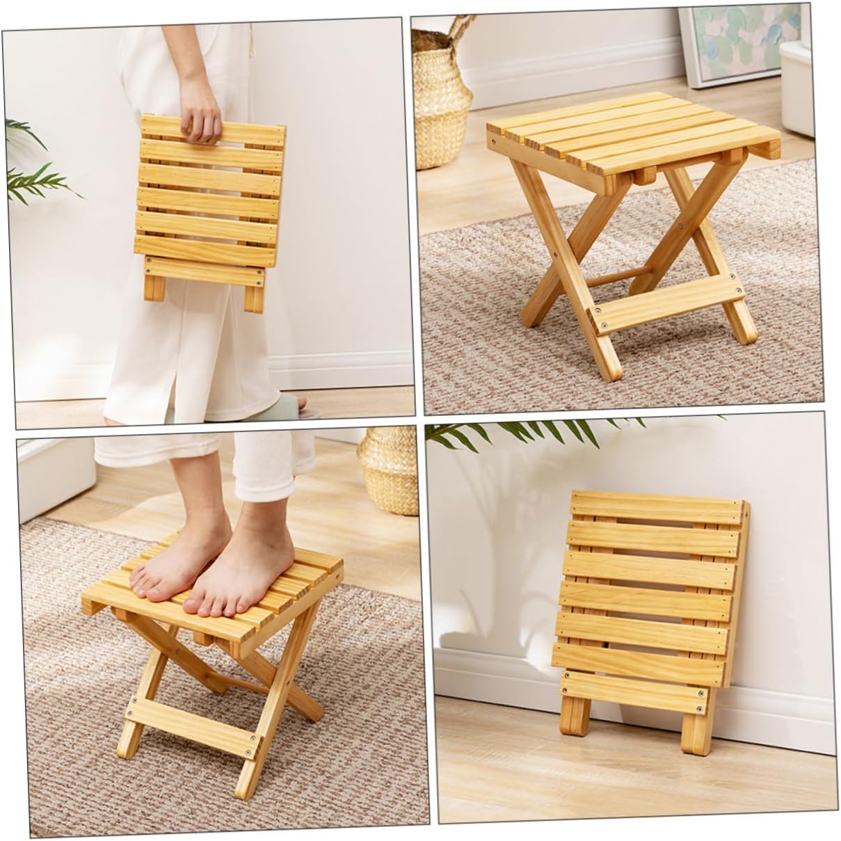 PRETYZOOM Wood Folding Side Table Portable Outdoor Small Table for Beach Picnics and Gatherings Compact Design with Stable Legs Wooden Plant Holder and Serving Desk