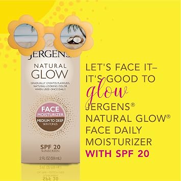 Jergens Natural Gradual Glow Bundle Pack: Daily Moisturizer +Firming 7.5fl oz and SPF20 Face Moisturizer 2fl oz, Medium to Tan