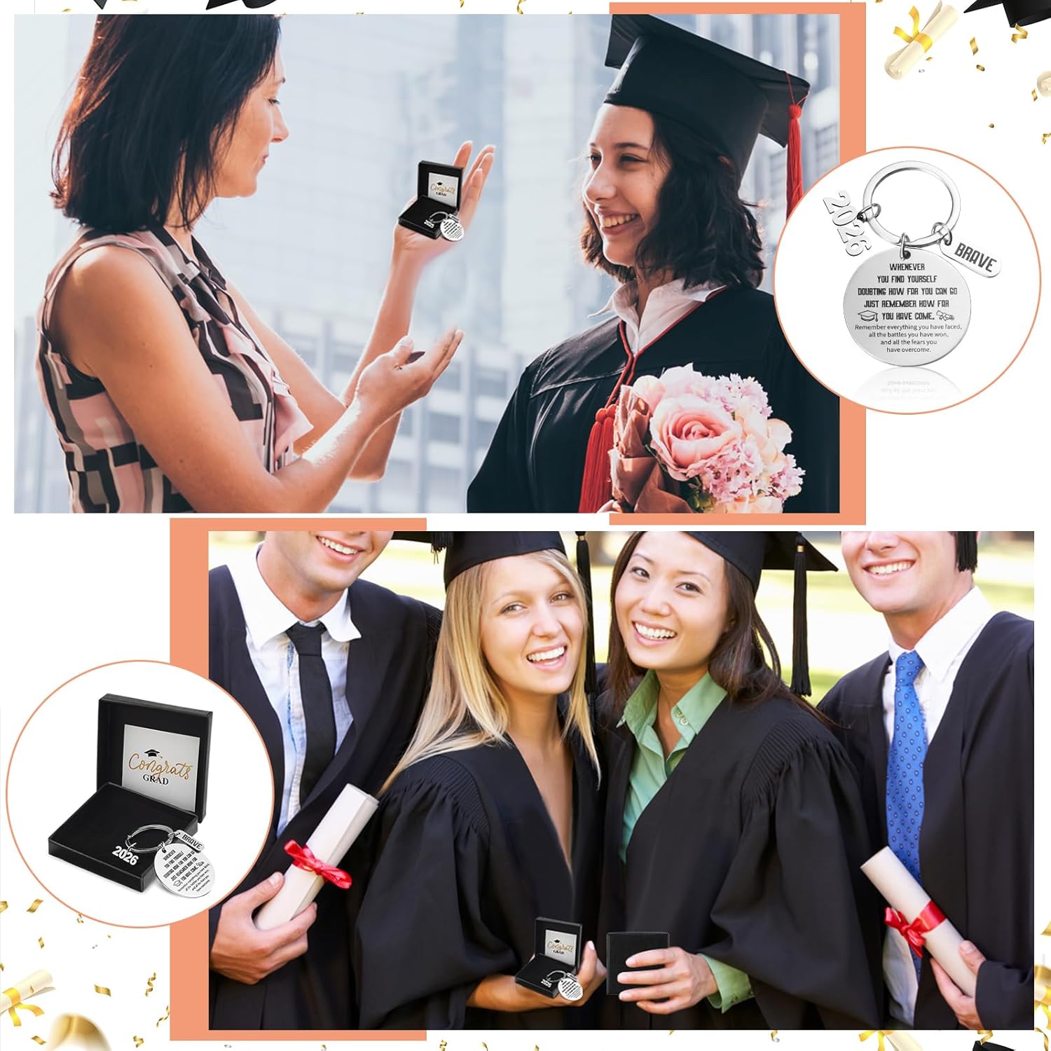 Jetec Class of 2026 Graduation Keychains Gifts Set with Grad Box Card Inspire Quote for Students High School Graduates