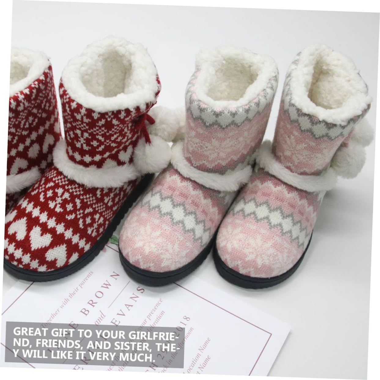 VALICLUD Pantofole Invernali Donna in Cotone, Ciabatte Pelose Suola in Gomma Antiscivolo, Scarpe Calde per Casa Fodera in Pu, Stile Classico per Inverno