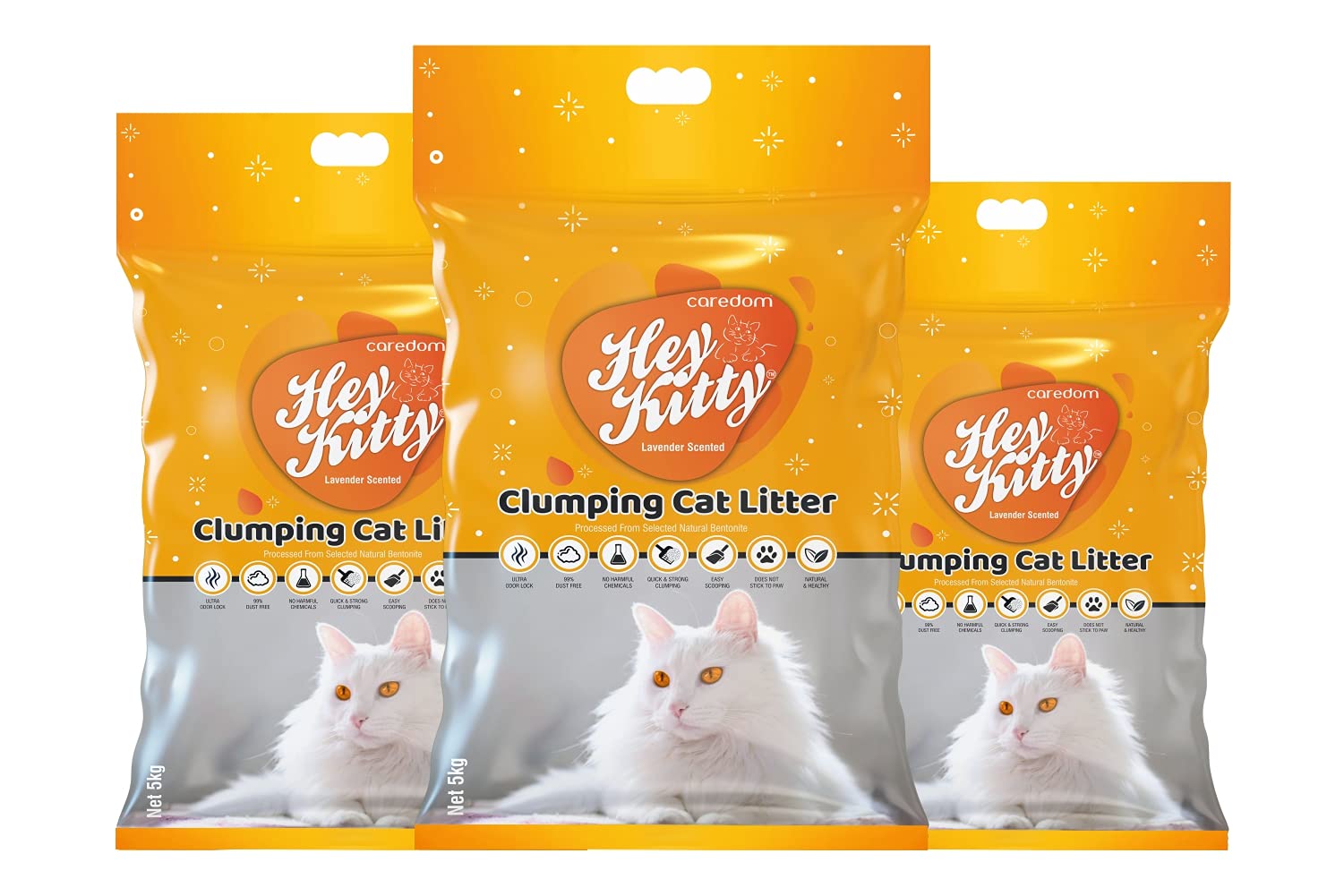 CAREDOM Hey Kitty -Lavender Fresh Premium Bentonite Cat Litter | Quick & Strong Clumping| Ultra Odor Lock| Easy Scooping | Cat Litter Sand for Cat & Kittens| Suited for all Cat Breeds-15kgs (5Kg each) (B09DSJ1RN8) Amazon Price History, Amazon Price Tracker