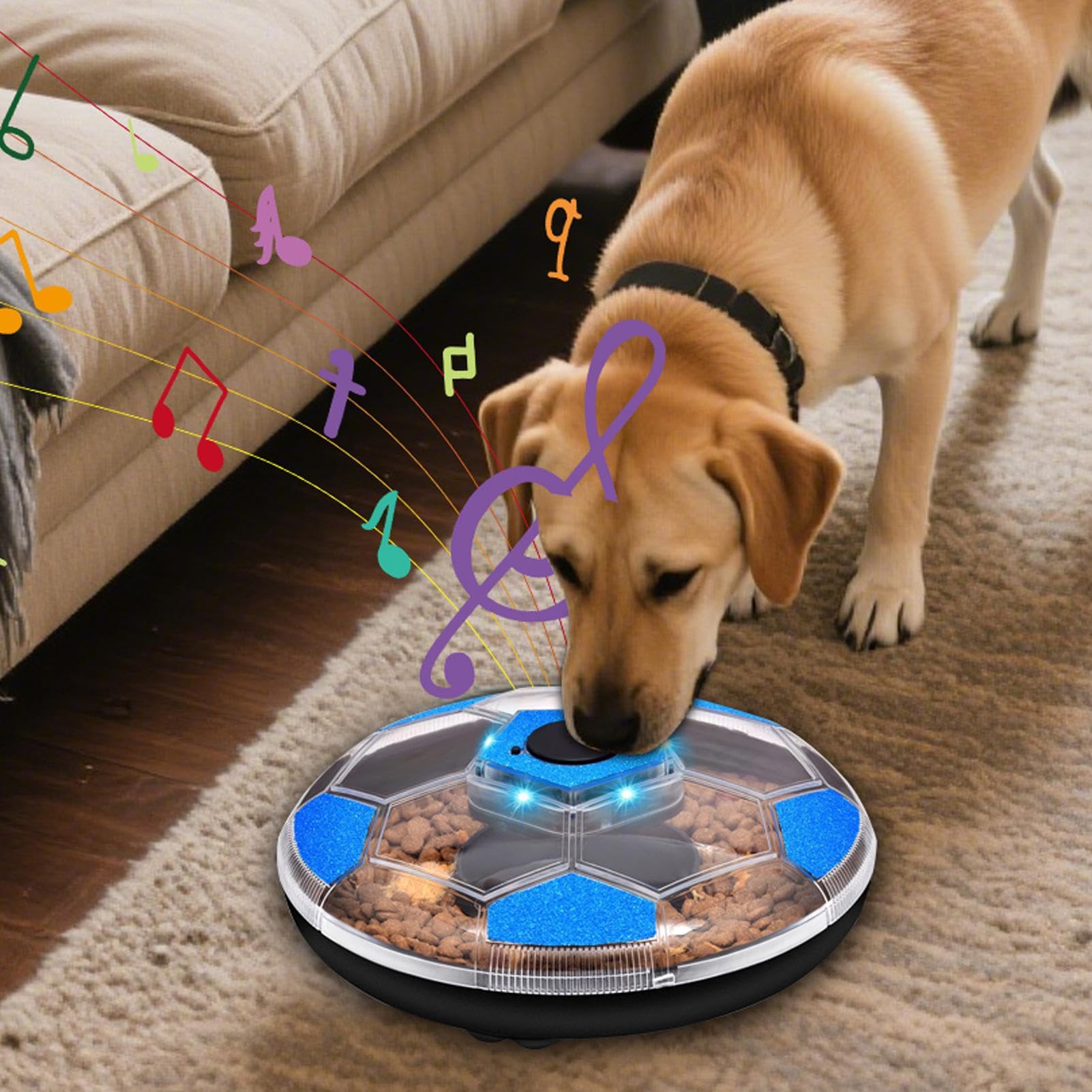 Hundefutter-Puzzle Beschäftigungsspielzeug mit Sound und Licht,