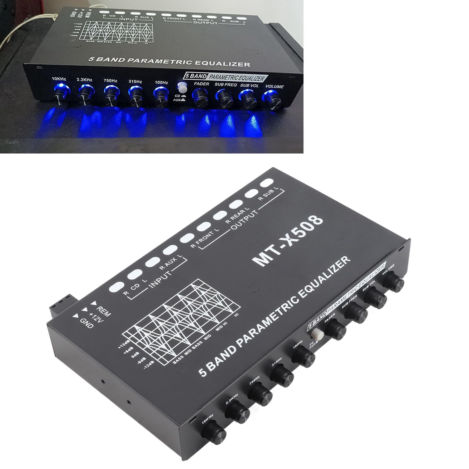 Yoidesu 5 Band Adjustable Car Audio Equalizer with Graphic Equalizer Capabilities,Better Sound Quality, Designed Crossover Amplifier for Precise Tuning, Optimal Audio and Improved Clarity