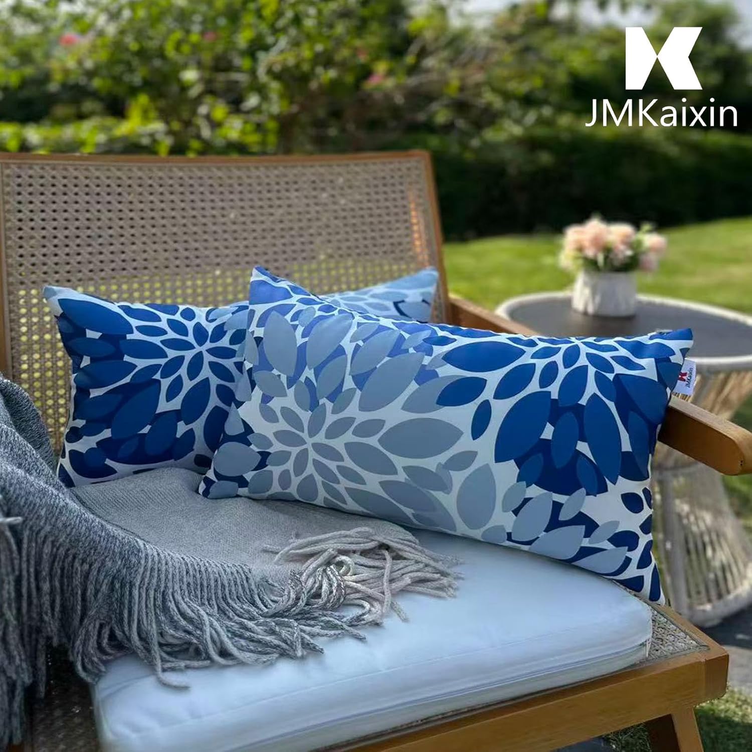 Pack of 2 Patio Lumbar Pillows, 12”x20” Fade Resistant Outdoor Waterproof Lumbar Pillow with Inners, Decorative Garden Lumbar Cushions for Home Patio Terrace Sofa Use - Image 4