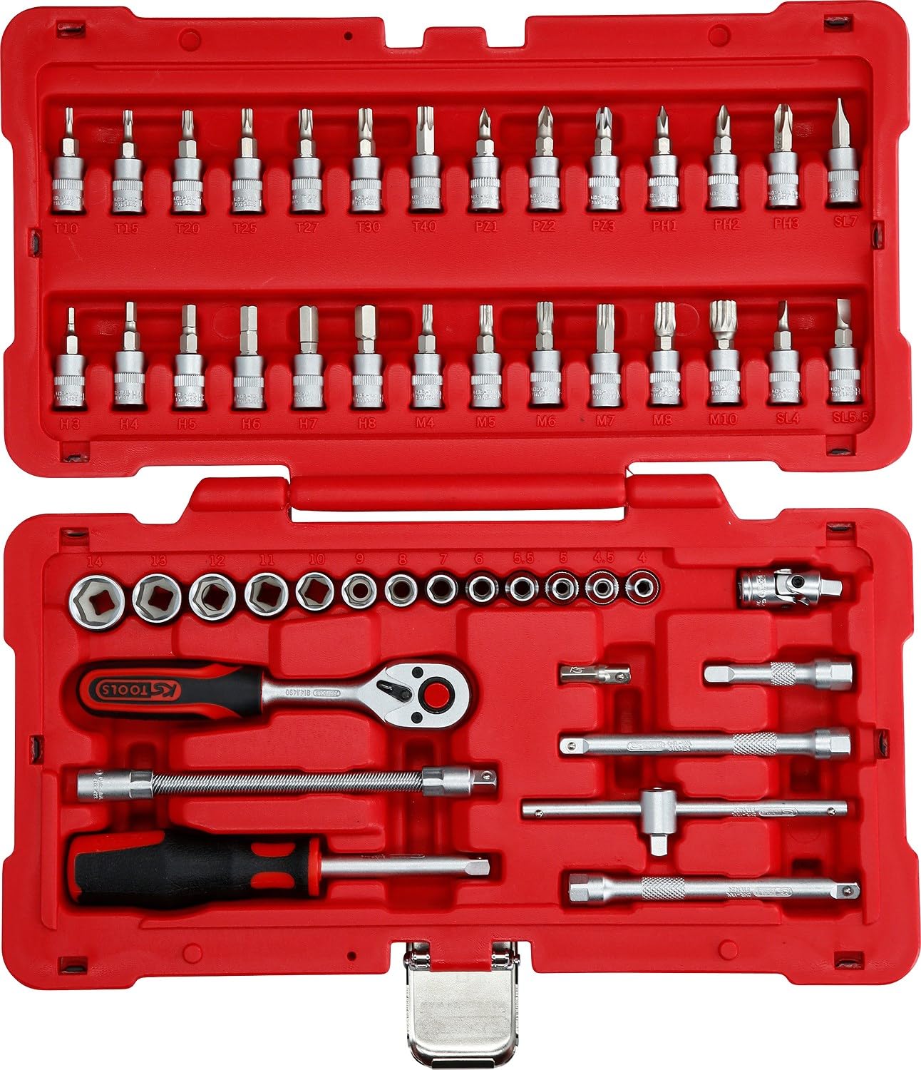 KS Tools 951.0650 Juego de llaves de vaso de 1/4", 50 pzs | 50 piezas, Flank Traction