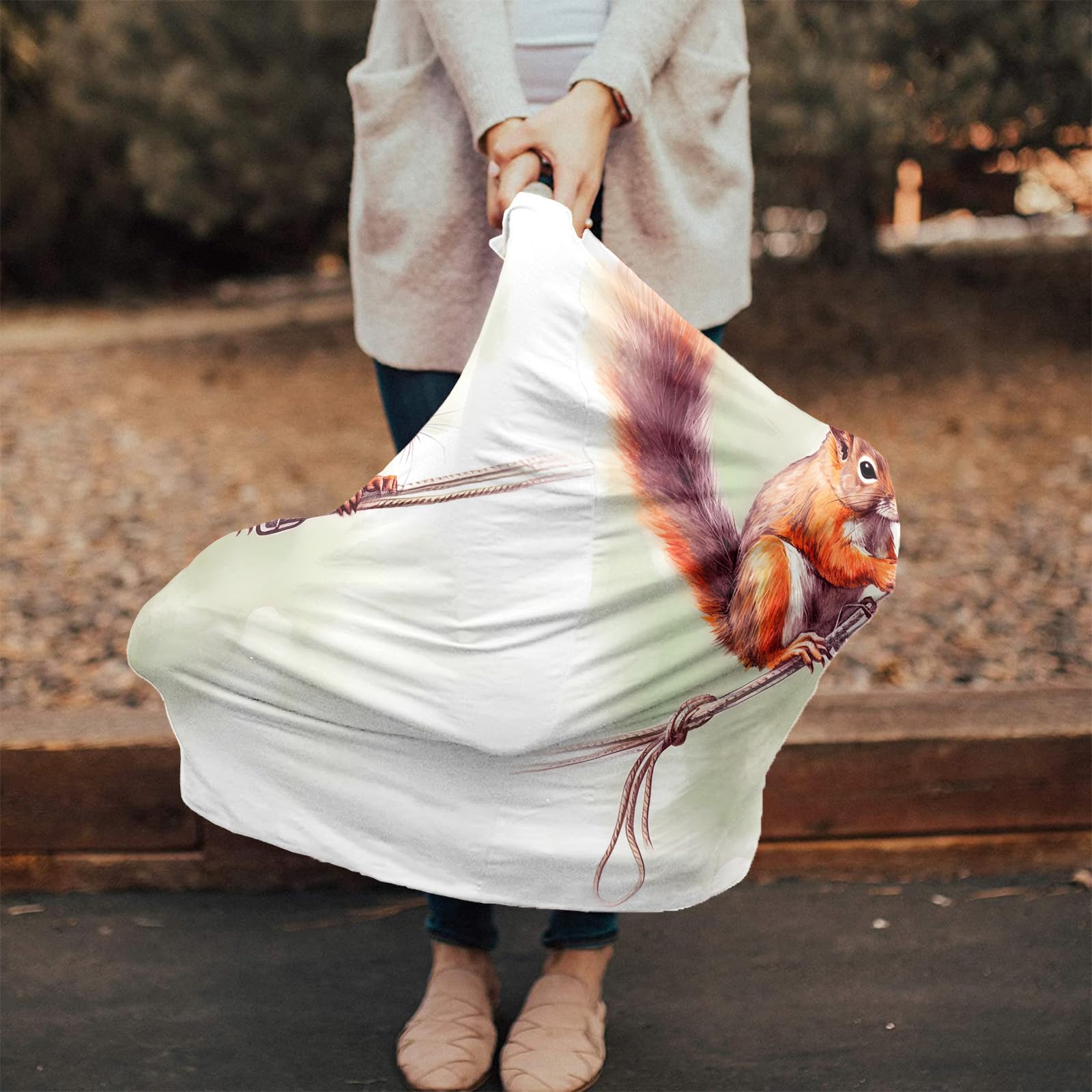 Nursing Cover for Breastfeeding Scarf, Ropes Squirrels Tails Eyes Baby Car Covers Super Soft Multi Use for Canopy Shopping Cart Cover Blanket Stroller Cover