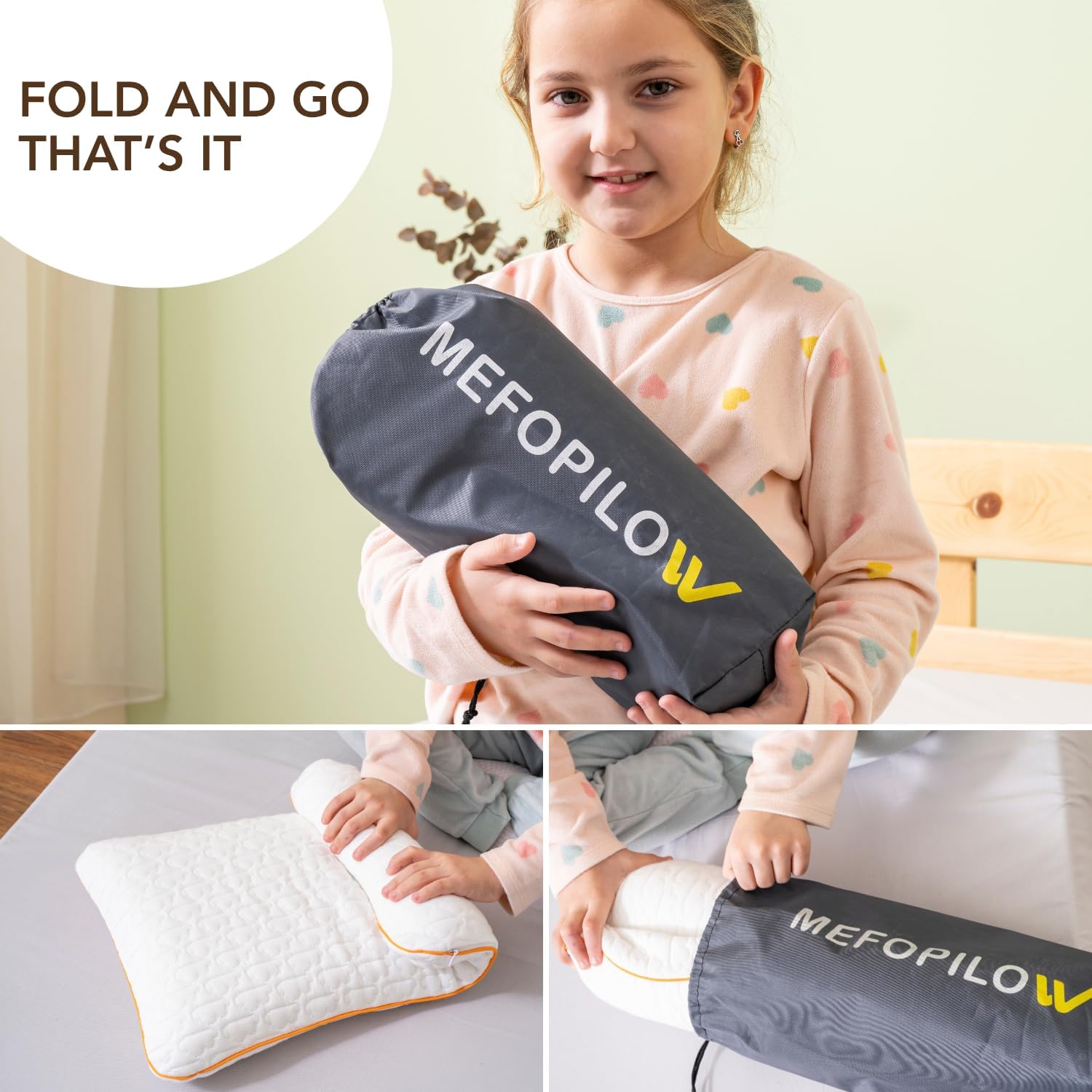 Kids Memory Foam Pillow for Sleeping, Breathable and Soft Pillows for Toddler, Boy, Girl, Small, 26x13x2.36 inches, White