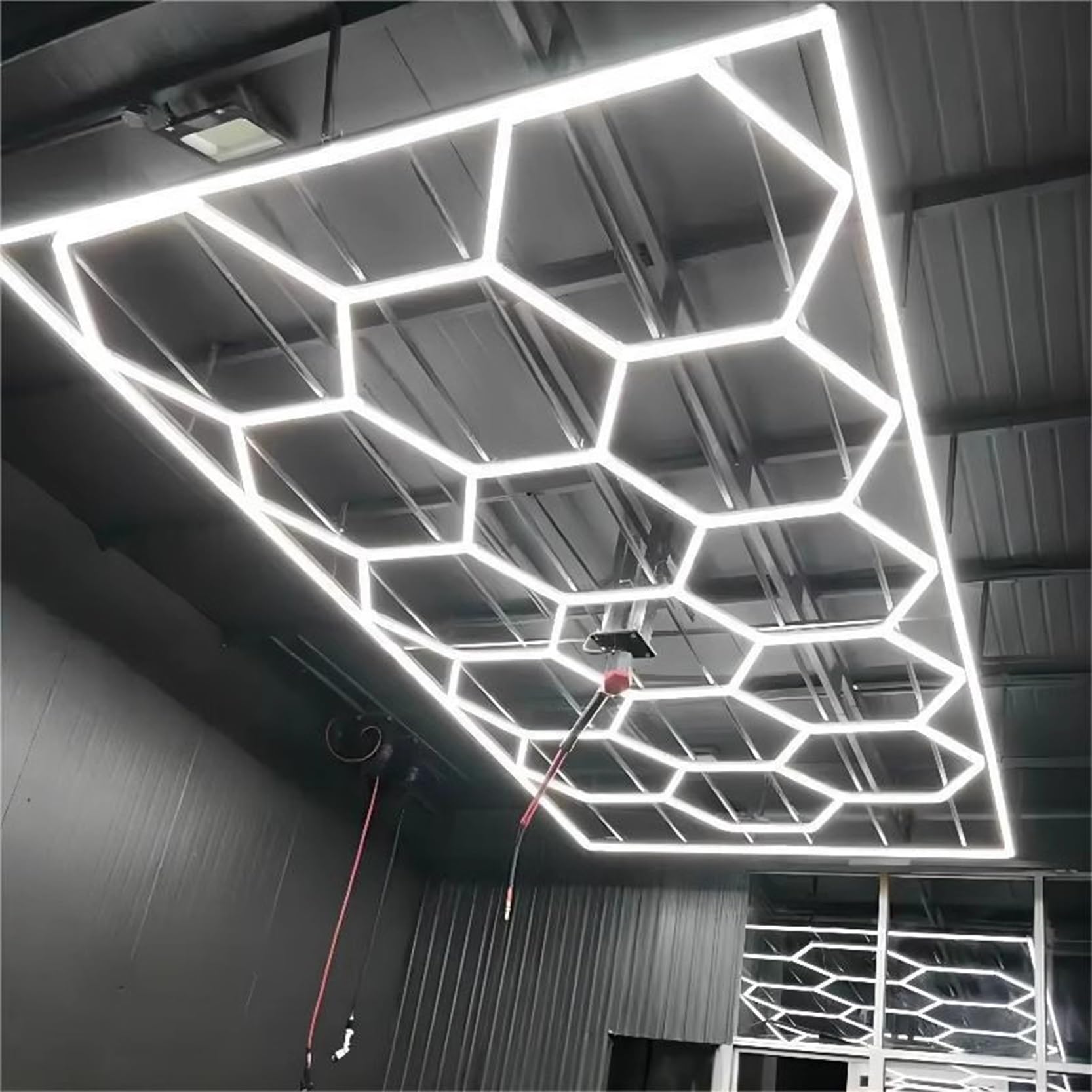 Luci LED for garage grandi, luci LED esagonali da 632 W e 672 W, 6500 K, super luminose, illuminazione LED bianca for garage e officina, for magazzino,officina di pulizia auto(14 HEX)