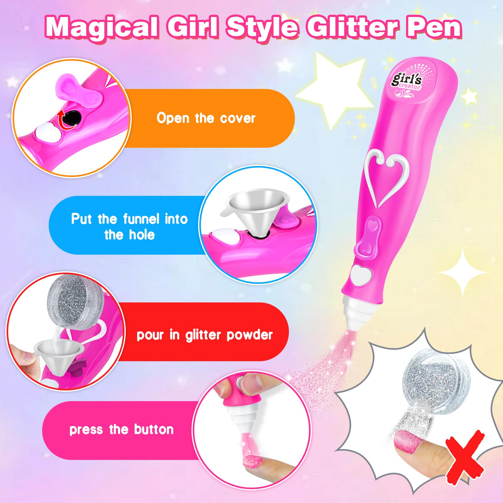 Herenear Set Manicura Niñas, Esmalte de Uñas Secador de Uñas, Juguetes Kit Uñas Niñas, Pegatinas de Uñas Juego Cumpleaños Regalo para Niños Niñas 5 6 7 8 9 10 11 12 Años