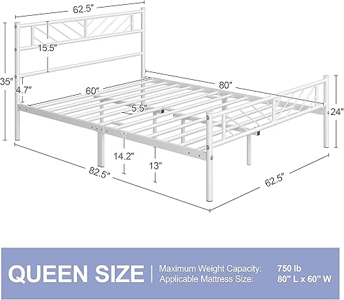 Miniatura 23 de Yaheetech Base de cama de plataforma de tamaño individual con cabecera de diseño de flecha, base de colchón de metal de 13 pulgadas para Negro
