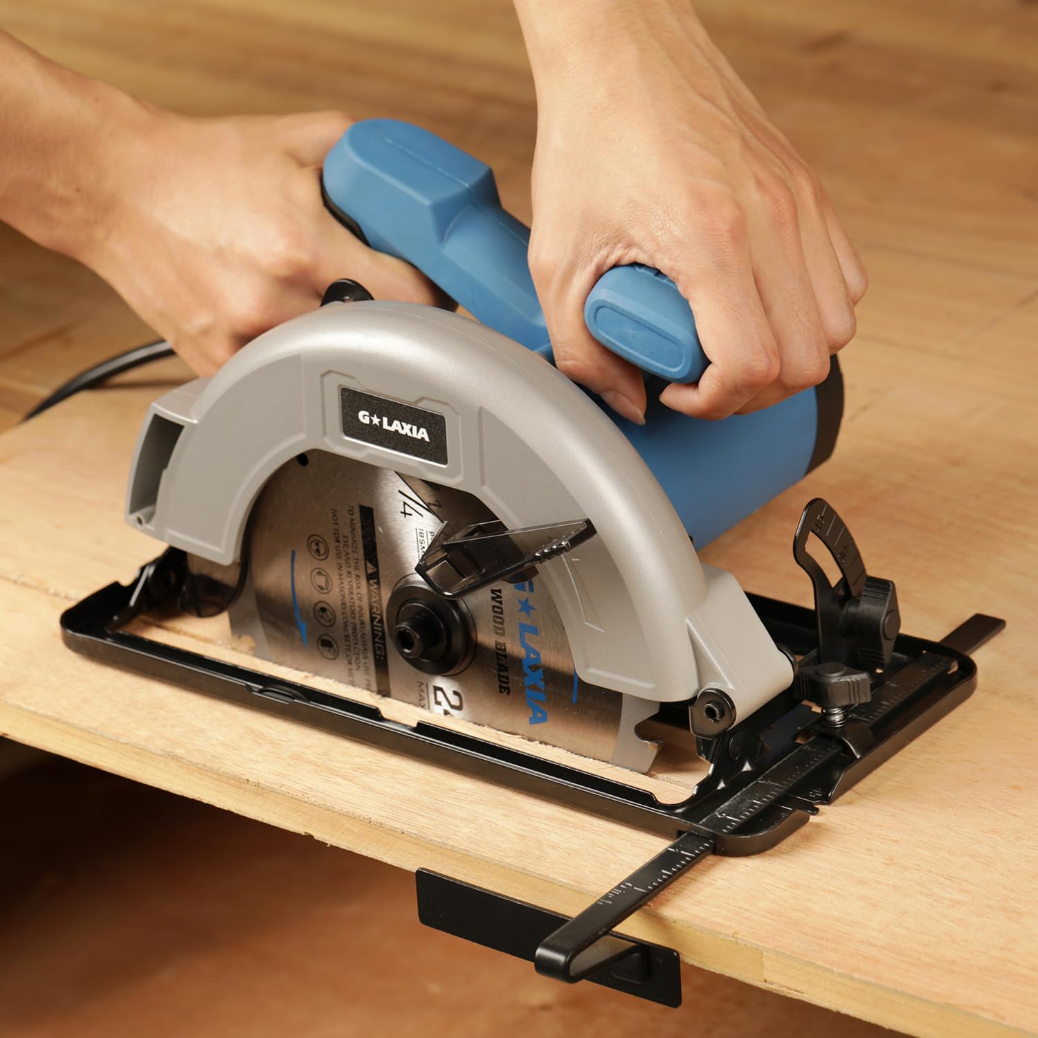 Scie Circulaire 1400W, Scie Circulaire pour le bois, 6000 RPM, Profondeur de Coupe Max: 62 mm (90°) et 48 mm (45°), moteur en cuivre pur, Lama 185 mm