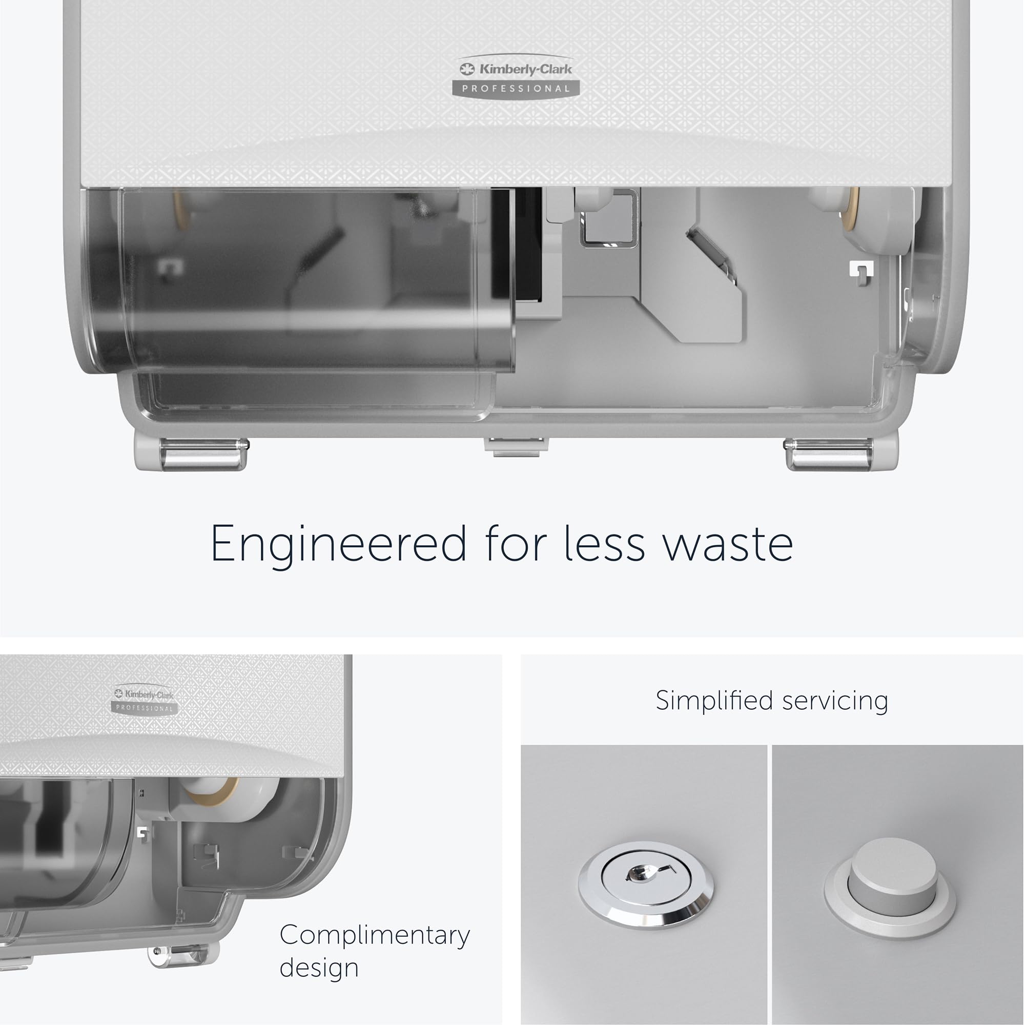 Kimberly-Clark Professional ICON™ - Dispensador de papel higiénico con 2 rollos horizontales (58712), con placa frontal de diseño de mosaico blanco; 1 dispensador y placa frontal por caja