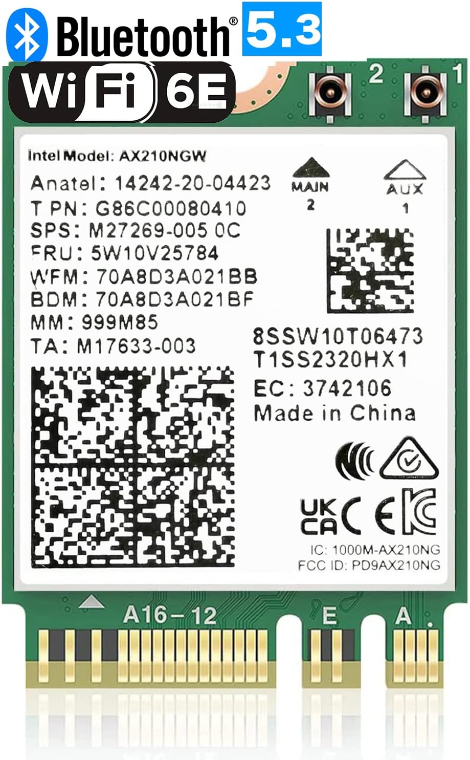 Wifi 6E Ax210 Ngw Wireless Card M.2 2230/Ngff Laptop Module With Bluetooth 5.3, 5400Mbps Tri-Band Chip Adapter, Mu-Mimo, Ultra-Low Latency, Supports Windows 11/10 (64Bit)