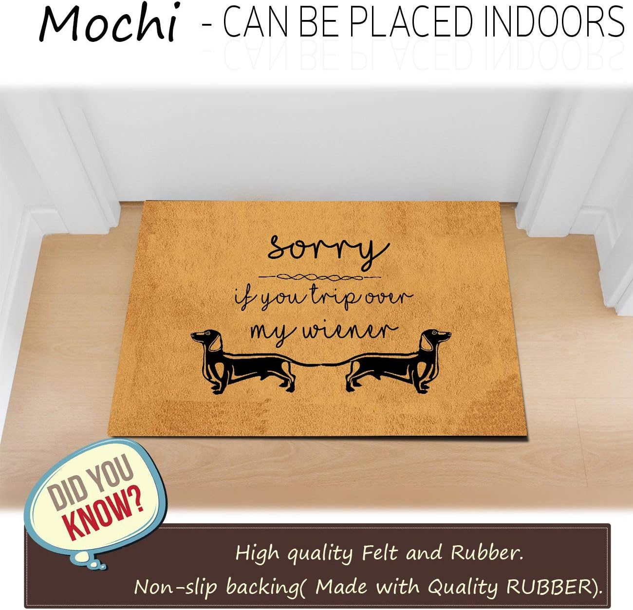 Funny Doormat for Indoor Outdoor - Sorry If You Trip Over My Wiener Dachshund Sausage Dog Funny Front Doormat Entrance Floor Mat Non Slip Mats 23.6 in(L) by 15.7 in(W)