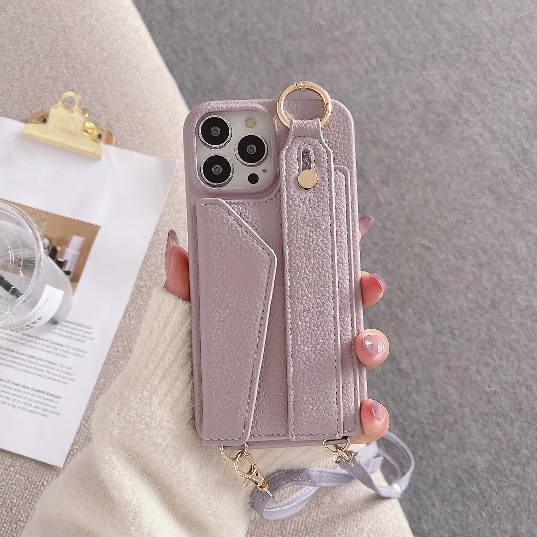 Étui portefeuille iPhone 16 violet housse cuir luxe avec support - 8
