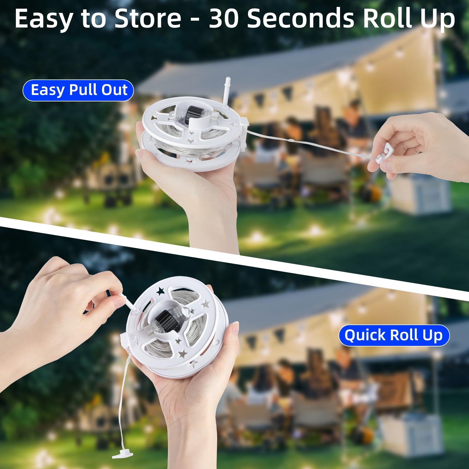 Speclux Camping String Lights 10M 100LED, Ortable Rechargeable Outdoor Fairy Lights with 8 Lighting Modes - Image 4