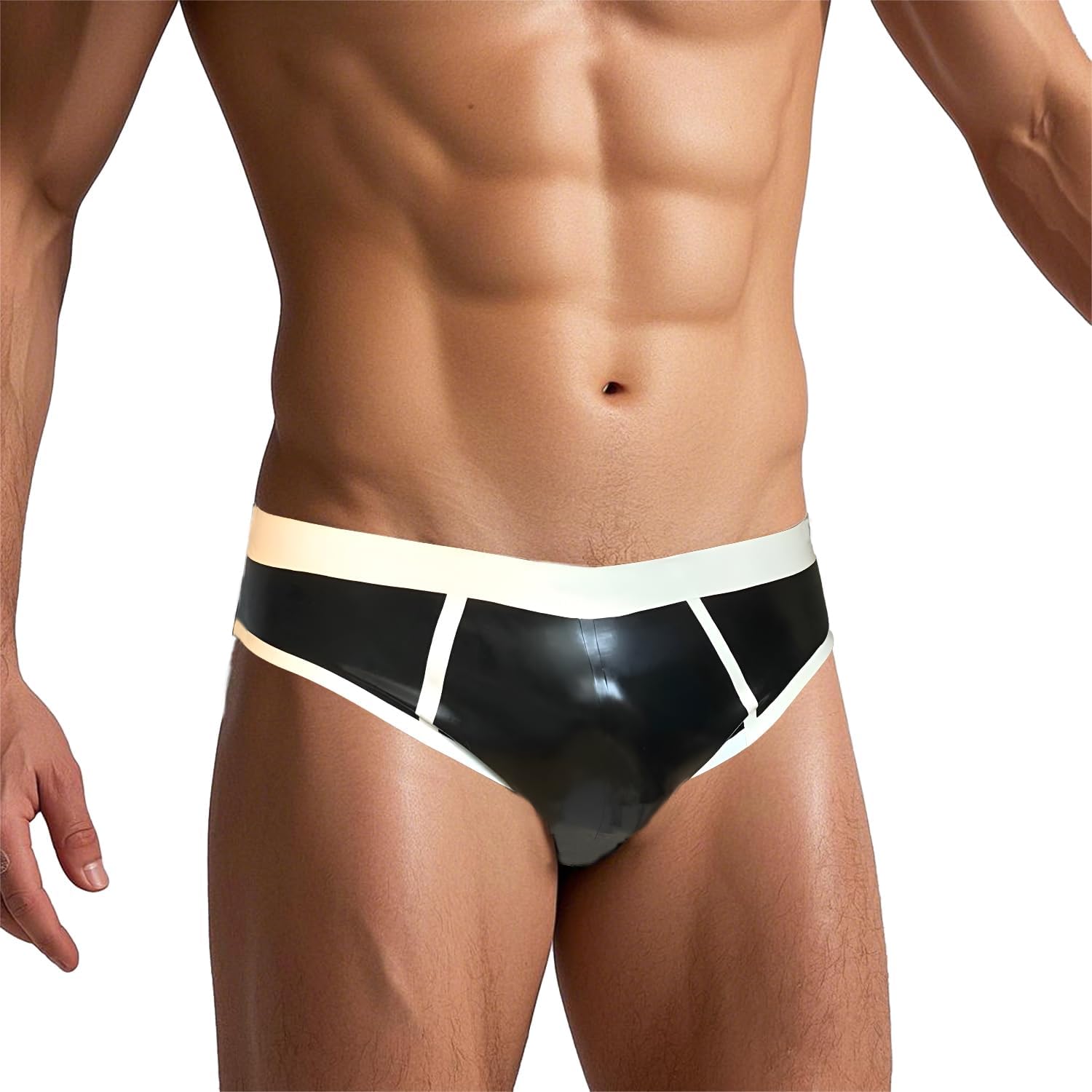 IOKUKI Latex Rubber Briefs for Men,Handmade Latex Boxershorts Club Theme Party Shorts Costumes