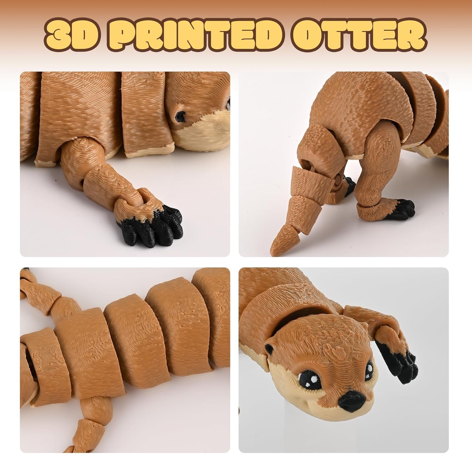 GemmiCho 3D Printed Animals, 5.7" Articulated Otter Toy, 3D Printed Toys for Stress Relief, Animals Figurines Fidget Sea Otter Toys for Boys Kids Teen 5-7 4-6 8-12