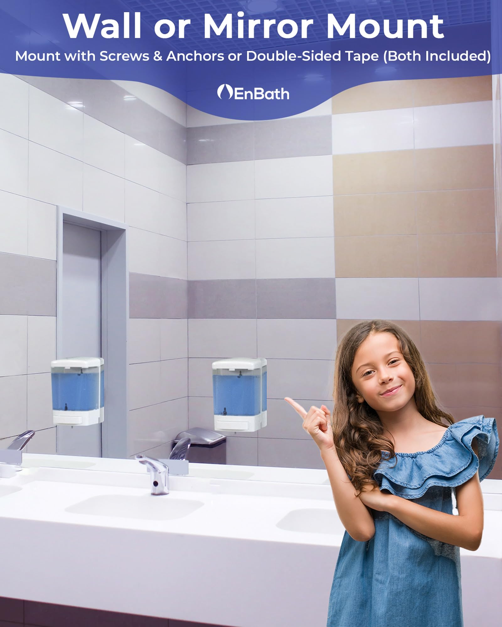 Dispensador de jabón de montaje en pared para baño (paquete de 2 unidades), dispensador de jabón de manos comercial de 33.8 onzas (1000 ml), dispensador de jabón/desinfectante manual montado en la
