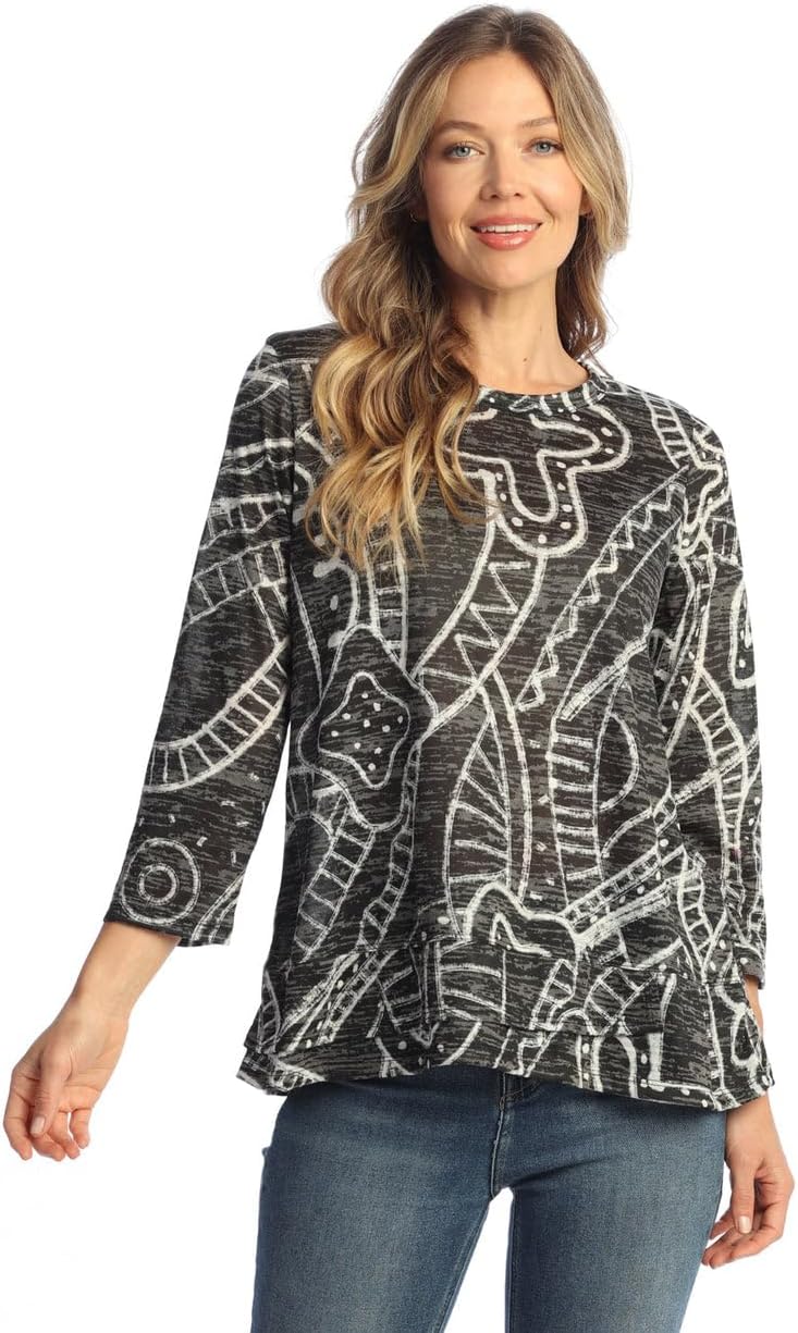 Jess & Jane Women's Burnout Overlap Hem Top - AJ6