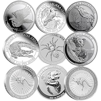 9 Australian Commemorative Coins Animal Kookaburra Spider Koala and Collectible Silver Plated Coin Set