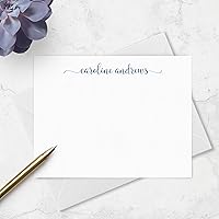Vista 4 de Personalized Note Cards and Envelope Stationery Set for Women - Flat Notecard Stationary Set with Name in Script Font, Custom Thank You Cards