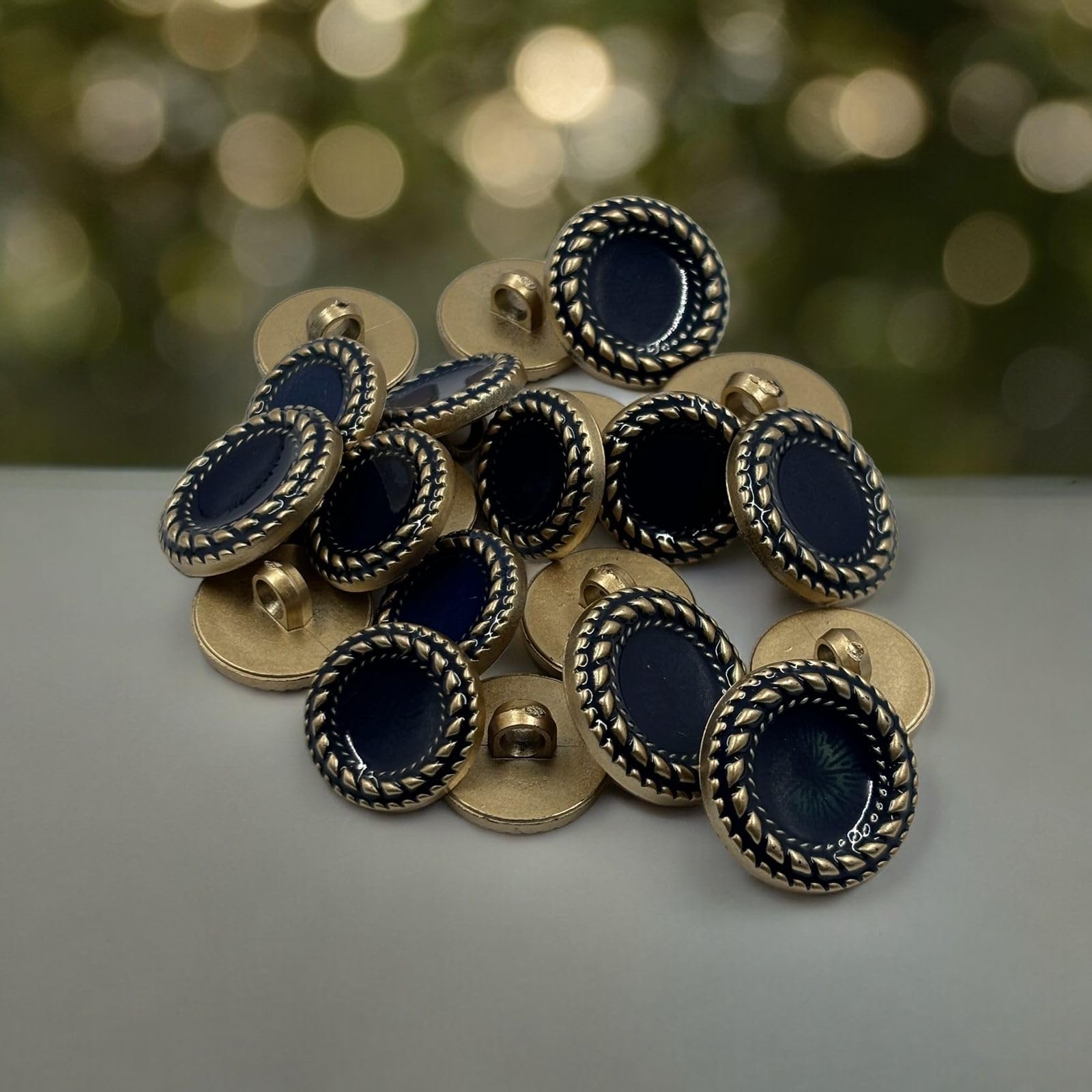 REENA Blue Carving Big 6 pc Old Fancy Synthetic Resin PVC Material Button Designer Buttons for Coats Shirts Blazers