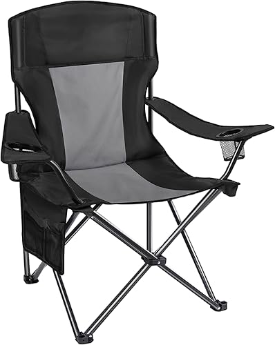 AsterOutdoor - Silla plegable de campamento acolchada con portavasos grandes, organizador lateral y bolsillo trasero para exteriores, campamento,