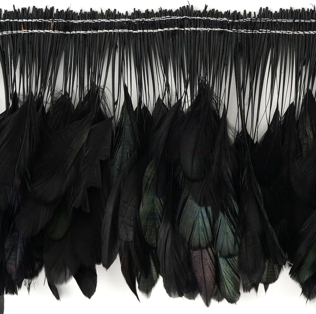 ZUCKER Strung Rooster Coque Tails Stripped - 4-6" - Black/Iridescent