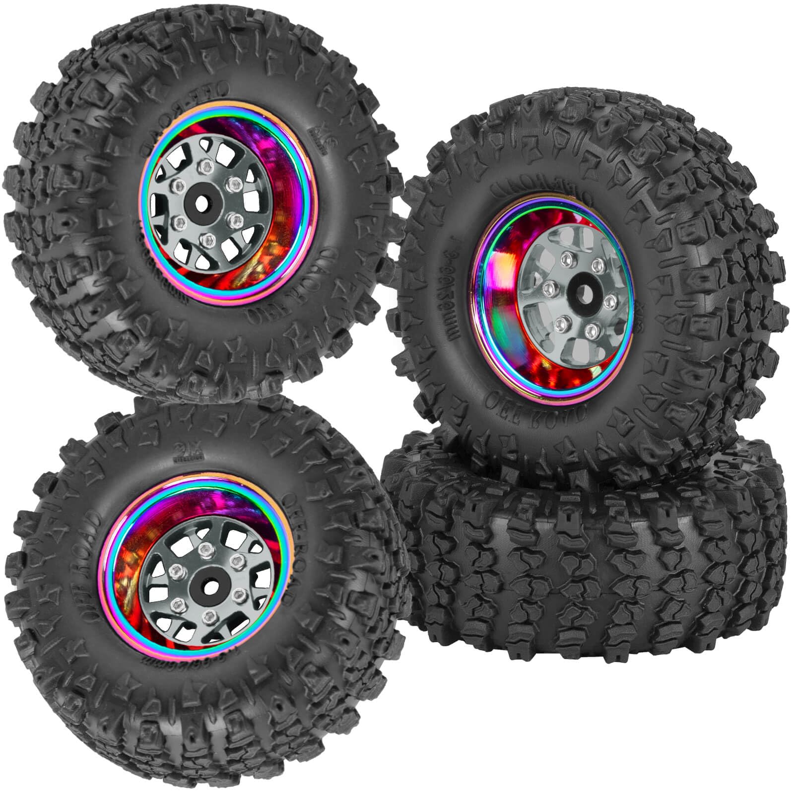 RCYouHott RC Aluminum 1.3 Wheels Tires for SCX24 TRX4M 1/18 1/24 RC Crawler Car.1.3 Beadlock Wheel Tires Set,1.3 Beadlock Wheels and Tires/Wheel Rims