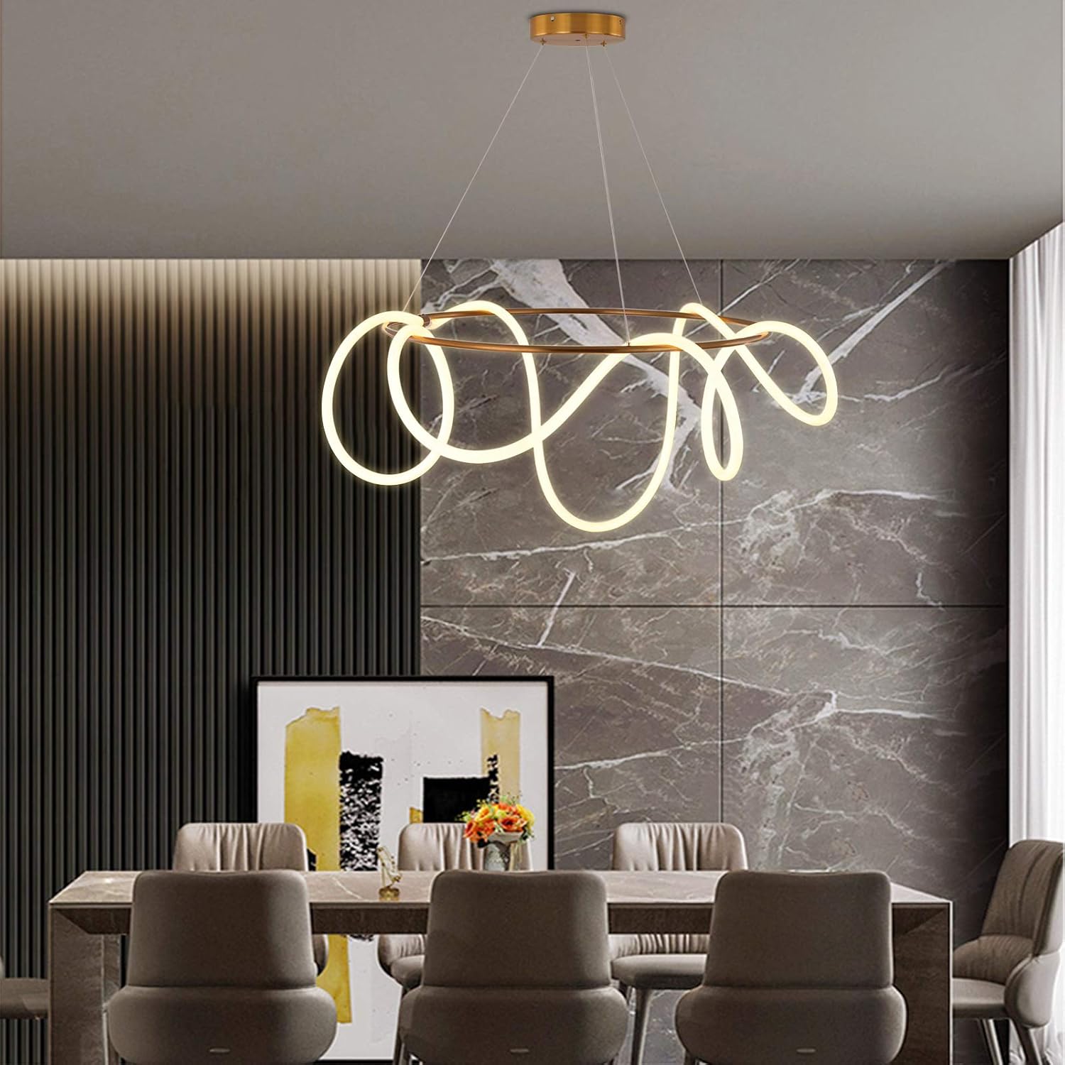 TFCFL Pendant Light Simple Modern Home Art Restaurant Lamp Dining Table Bar Chandelier, LED Pendant Light for Indoor Use, Such as Living Room Bedroom Dining Room Kitchen (60 x 30CM)