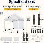 VIVOHOME 10x10 Canopée de pop-up facile, tente d'écran extérieur avec un mur latéral, et sac à roulettes pour les événements de la fête de pique-nique de camping de triage, blanc