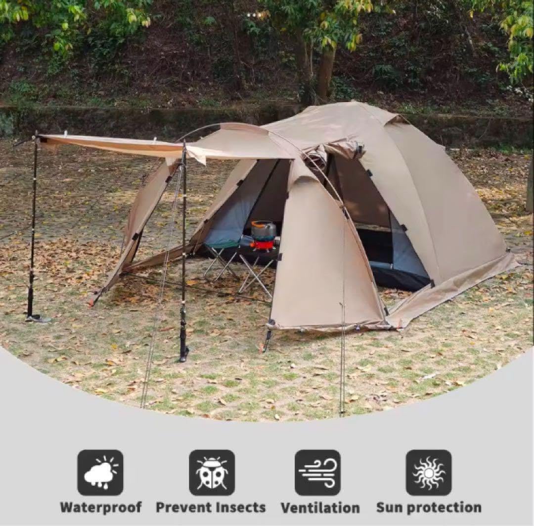 ツールーム ベージュキャンプテント 2〜3人 薪ストーブ 煙突穴有り