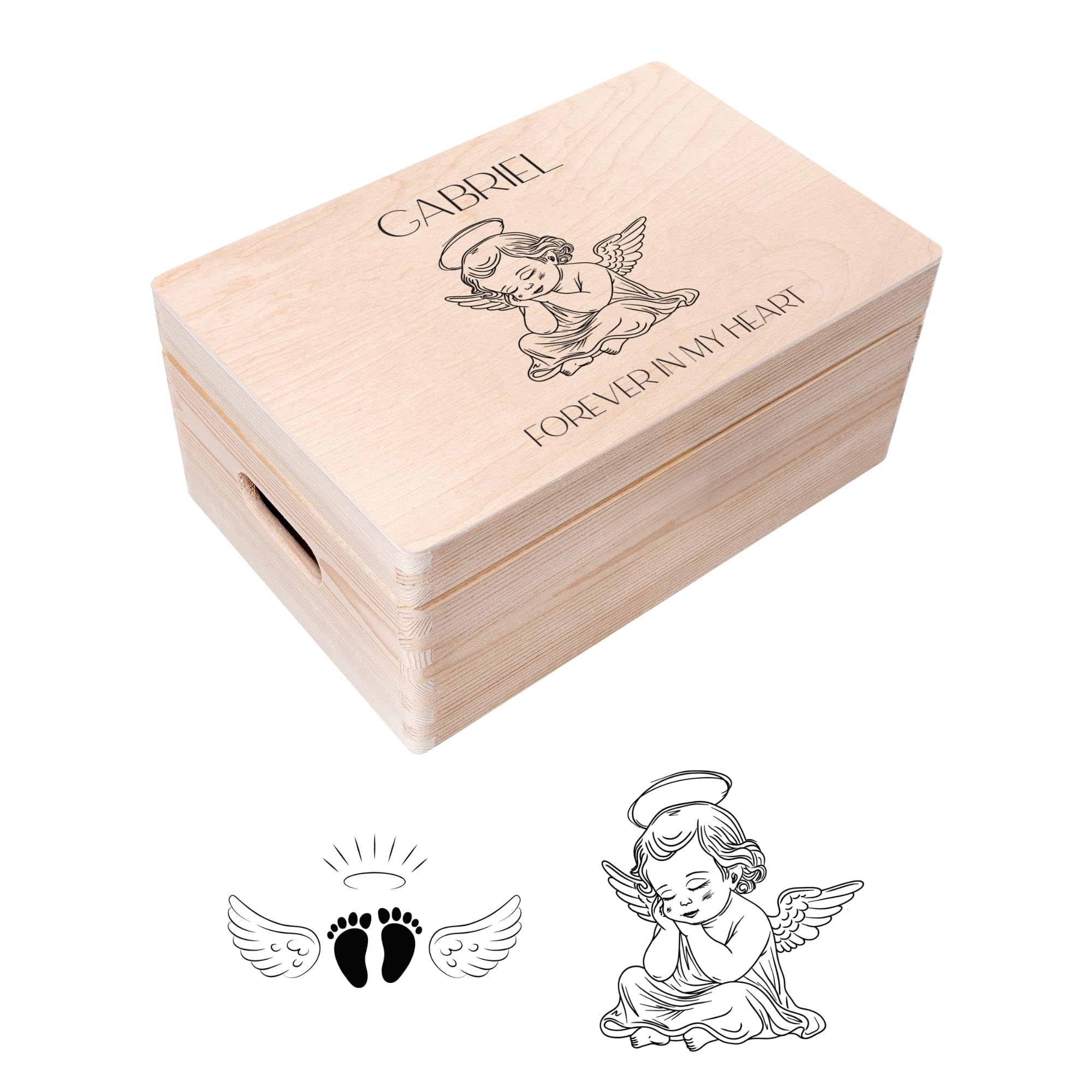 Creative Deco Personalised Memory Baby Loss Box | Custom Keepsake Boxes | Multi-Design | Customised Wooden Storage Box with Hinged Lid