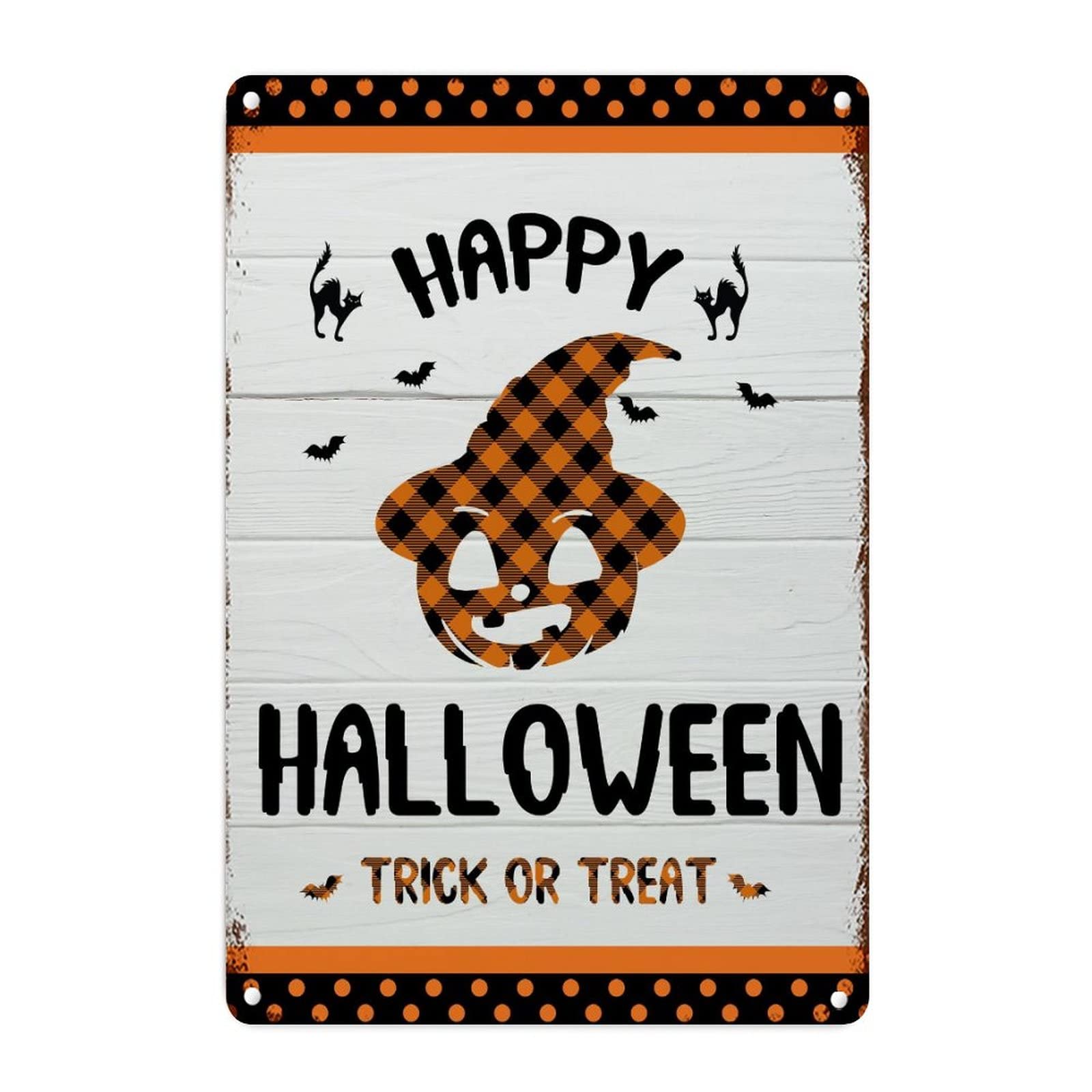 Panneau mural en métal Halloween orange déco rétro de cuisine 45x30 cm