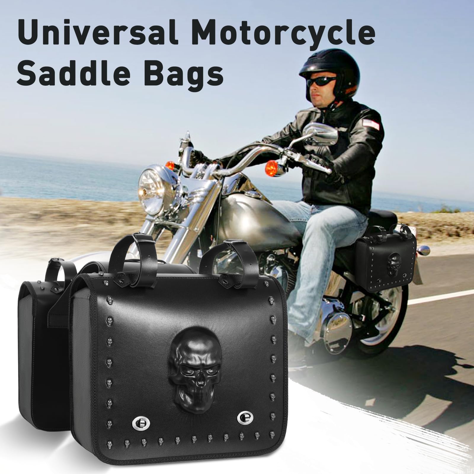 Motorcycle Saddle Bags|Pvc Faux Leather Side Bags|Waterproof Side