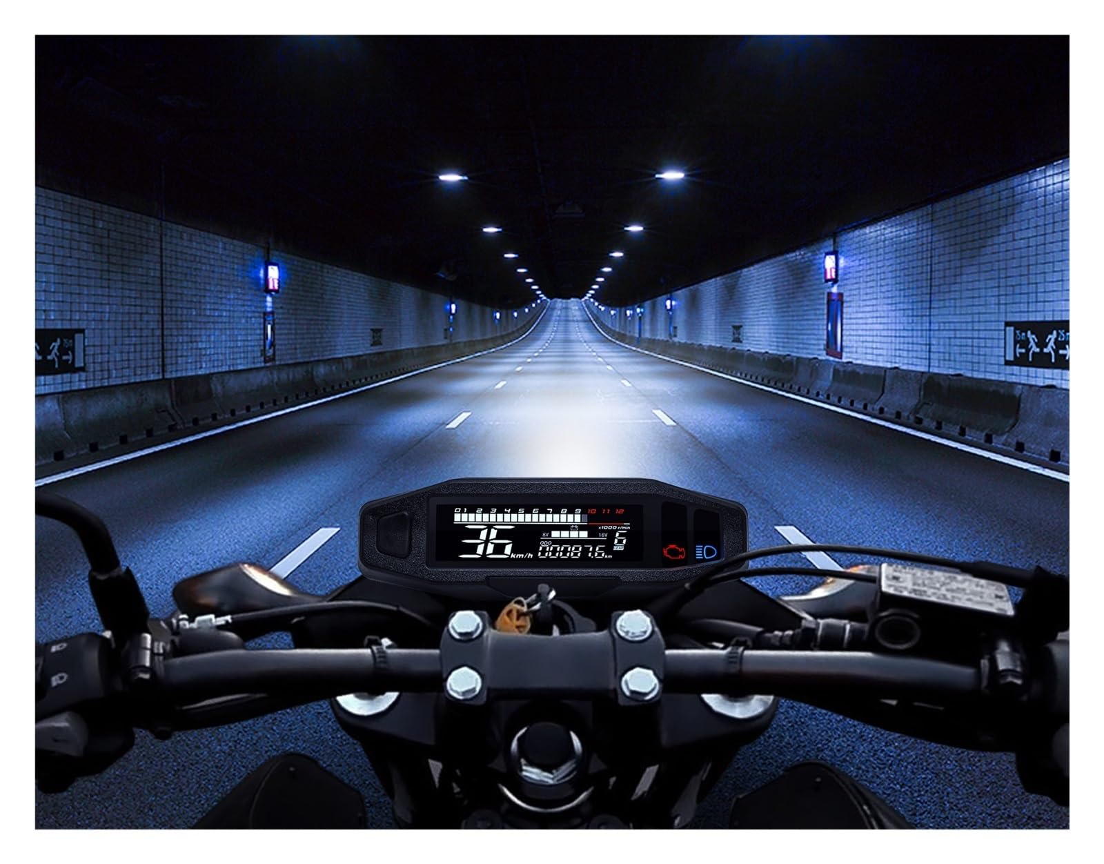 Compteur de Vitesse Digital Moto Compteur De Vitesse Universel pour Moto, Tachymètre, Double Compteur De Vitesse, Odomètre, Tableau De Bord