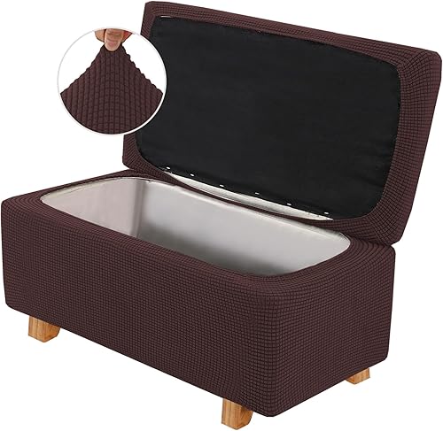 H.VERSAILTEX Funda otomana elástica estilo 2 piezas, plegable, protector de muebles, fundas otomanas rectangulares con parte inferior elástica