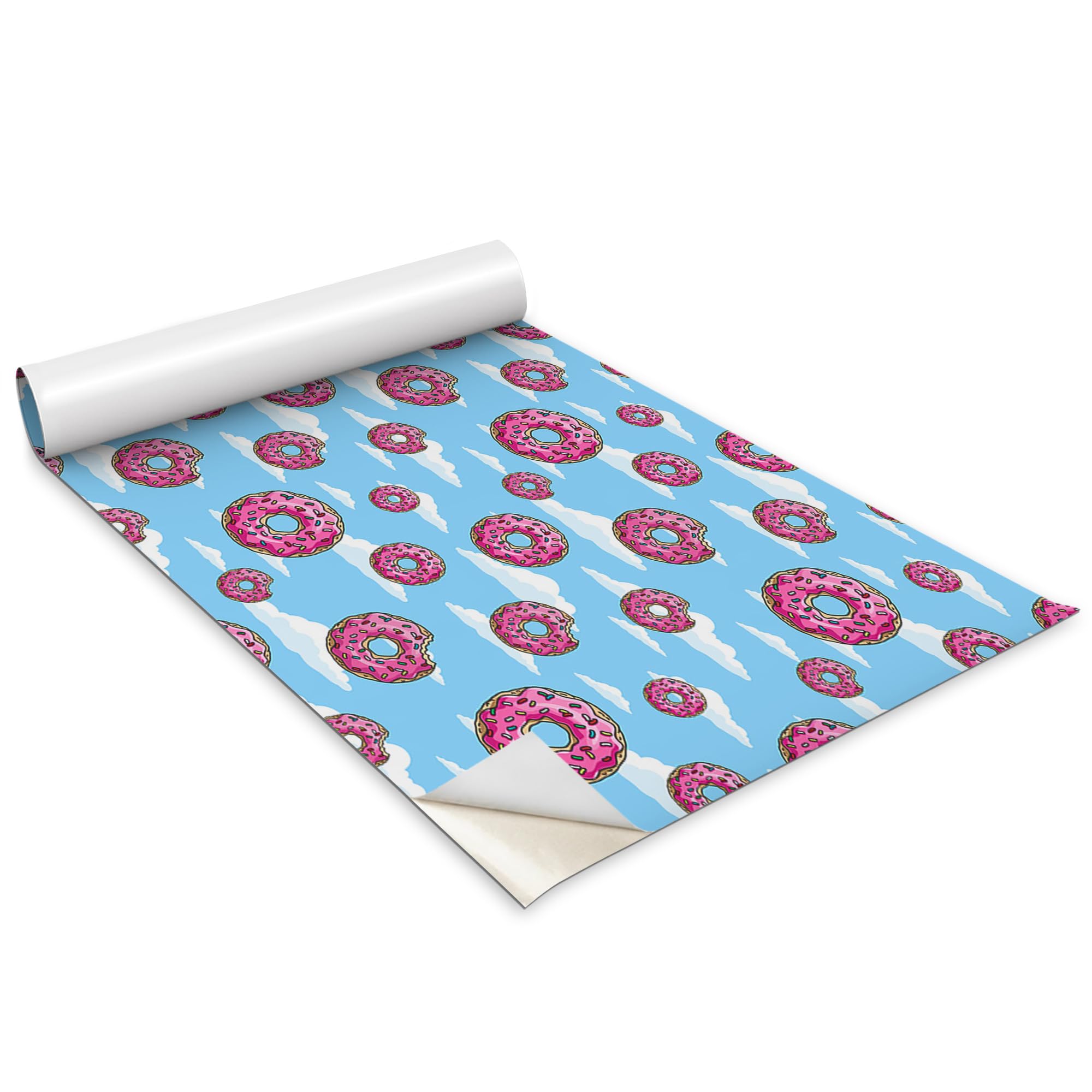 Adhesivo decorativo para muebles lavable con diseño de donuts infantiles en nubes