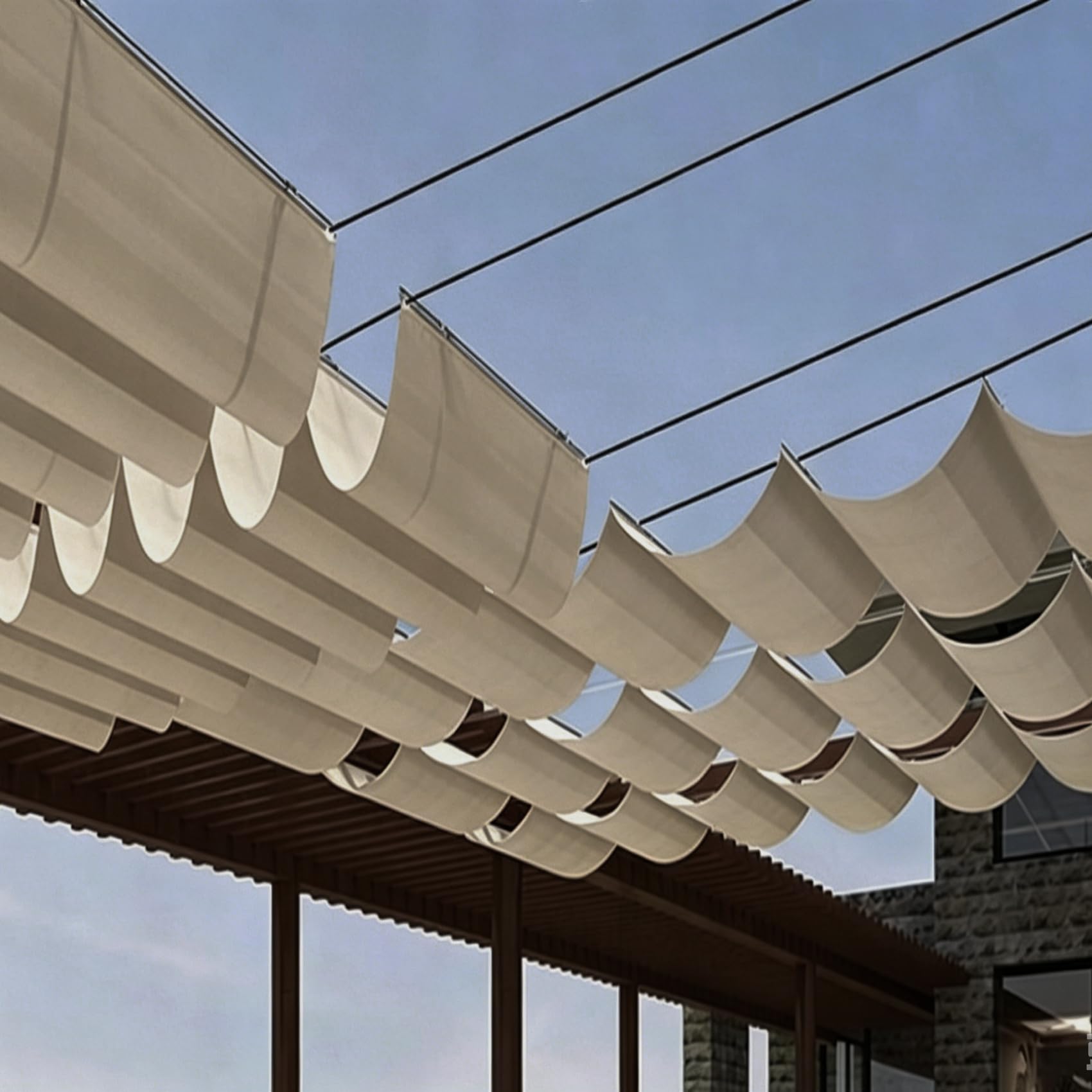 Voile d'ombrage rétractable anti-UV et résistant à la pluie