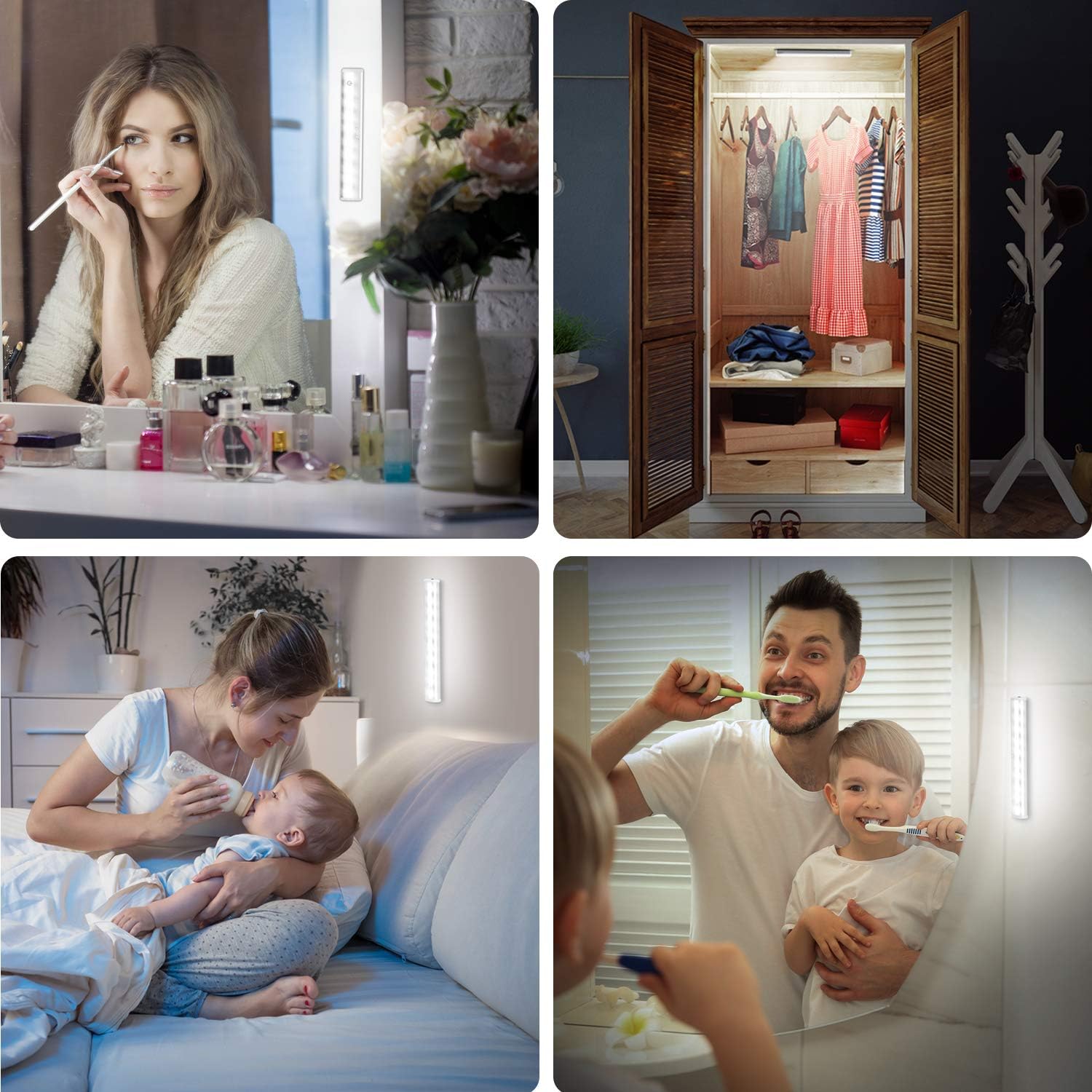 OxyLED Tape Closet Lights, Touch Light, 10 LED Dimmable Night Light, Stick-on Push Light, Cordless Touch Sensor LED Night Light, Wardrobe Lights, Safe Light with Magnetic Strip, Battery Operated