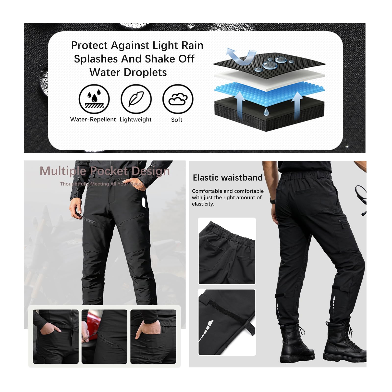 Completo Giacca Moto Uomo e Pantaloni con Protezioni CE, Tuta Moto Estiva in Mesh Traspirante per Motociclista, Pantaloni Cargo Leggeri Riflettenti Abbigliamento di Sicurezza