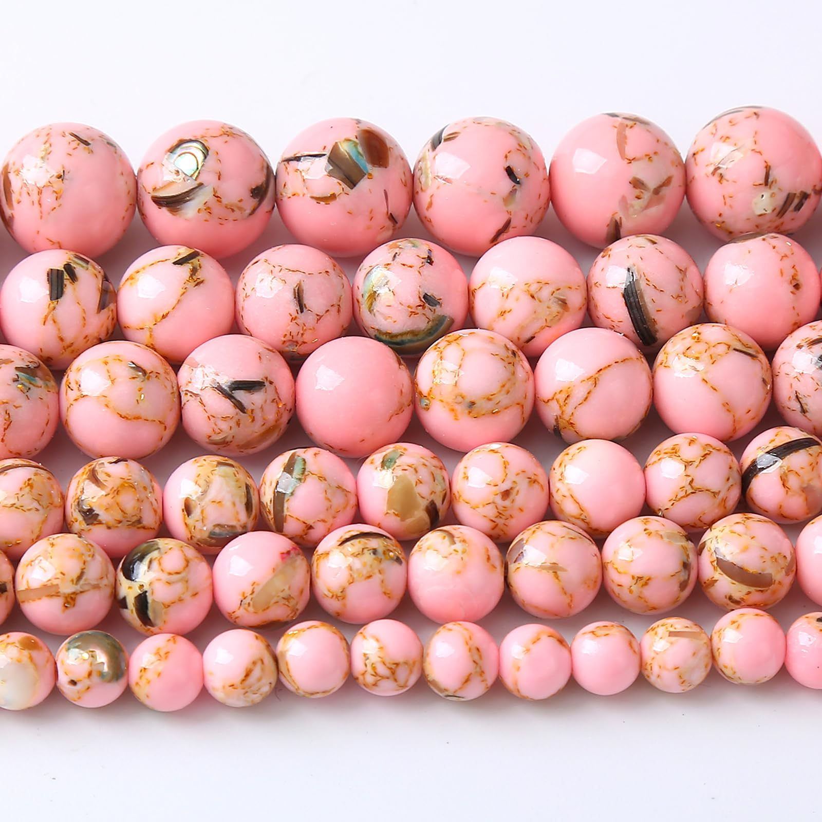 72 perline rotonde in madreperla da 10 mm, con conchiglia rosa, per la creazione di gioielli fai da te, 2 fili, 81,3 cm (7, WZ)