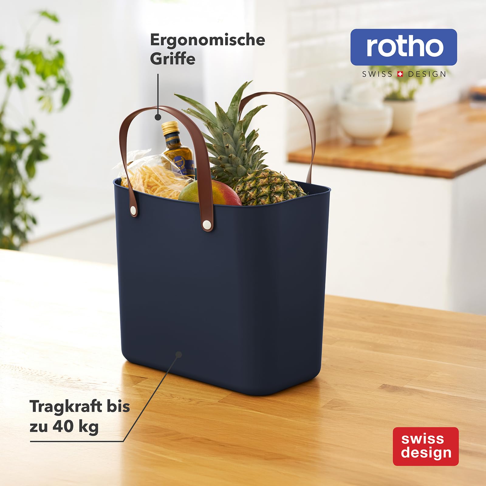 Rotho Albula 3er-Set Einkaufskörbe mit Henkel 25l | Praktischer Korb, ideal als Einkaufstasche und für unterwegs | ergonomische Griffe | Tragkraft bis zu 40 kg | pflegeleicht | mehrfarbig