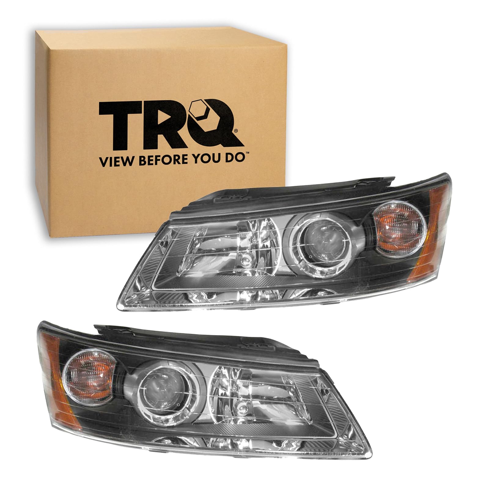 TRQ Headlight Assembly Set HY2502135 HY2503135 Compatible with 2006-2008 Hyundai Sonata