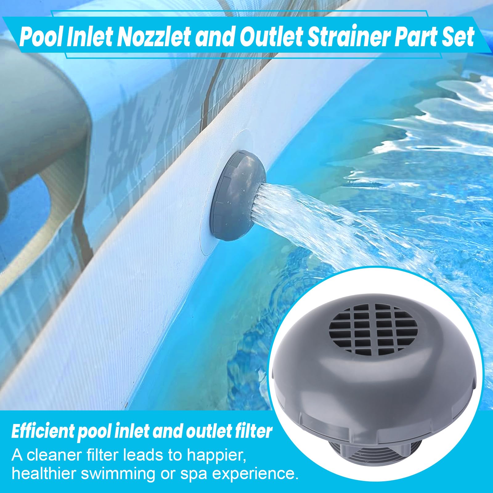 XT Válvula de émbolo de encendido/apagado con colador para bomba de filtro de piscina sobre el suelo | Fácil ajuste, compatible con Intex, compatible con Coleman, juego de marcos y piscinas Ultra Frame