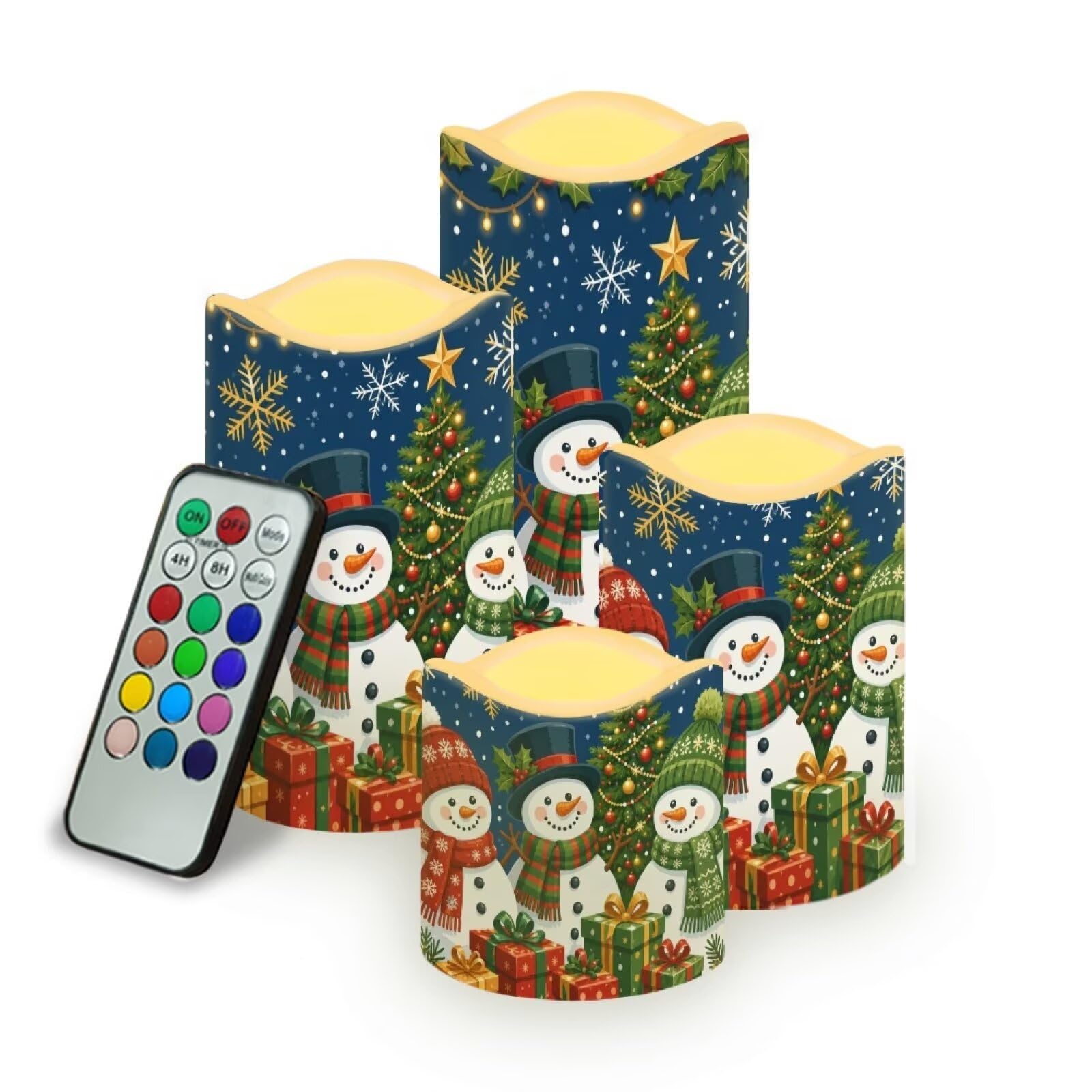 Snowman Gift Flameless LED Candles Set of 4
