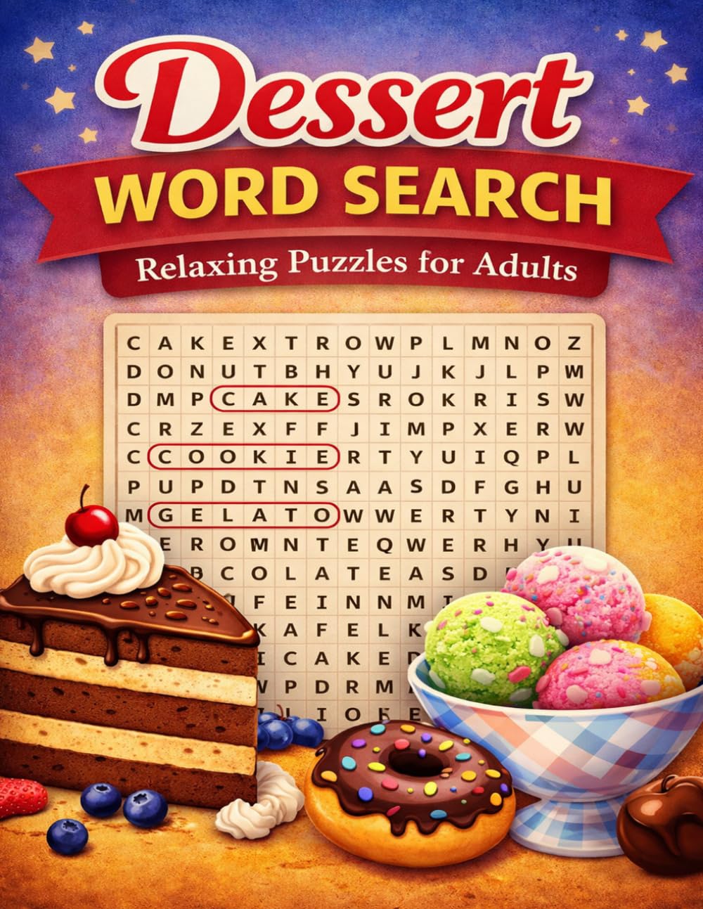 Dessert Word Search Puzzle Book: Relaxing Word Search Puzzles for Adults – Sweet Treats, Cakes, Cookies, Ice Cream & More