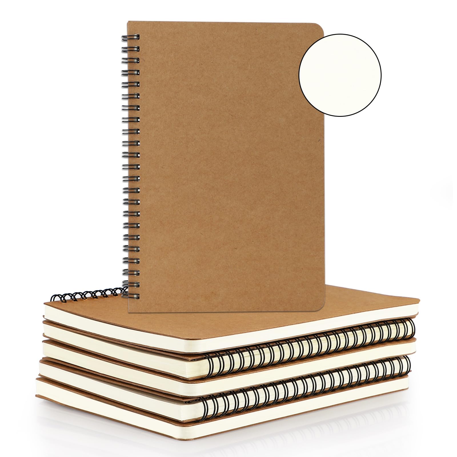 EUSOAR - Quaderno a spirale, formato A5, 6 confezioni da 14,5 x 20,8 cm, con copertina in carta kraft